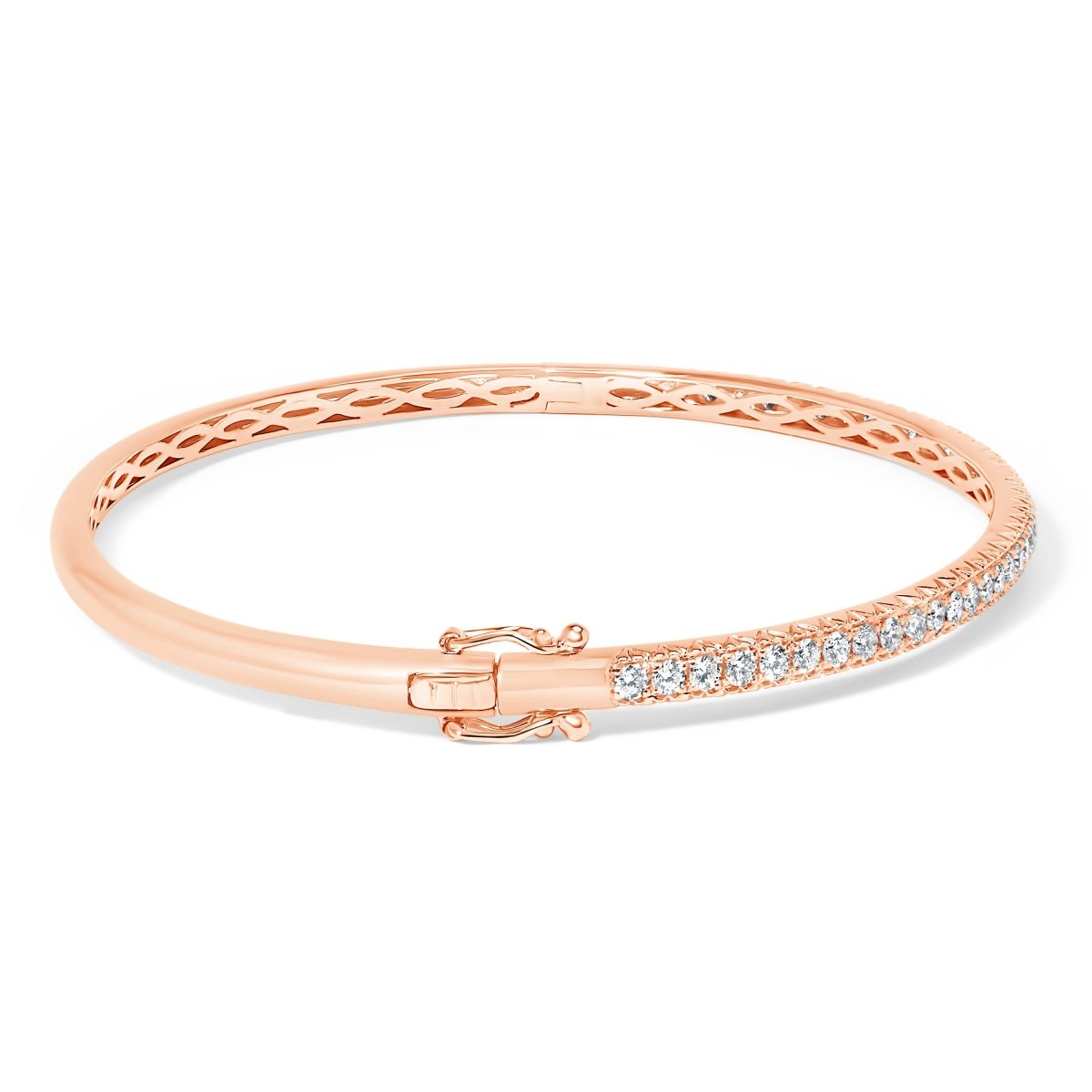 14K Rose Gold 1.00 Cttw Half Eternity Diamond Bangle Bracelet (G-H Color, SI2-I1 Clarity) - 7