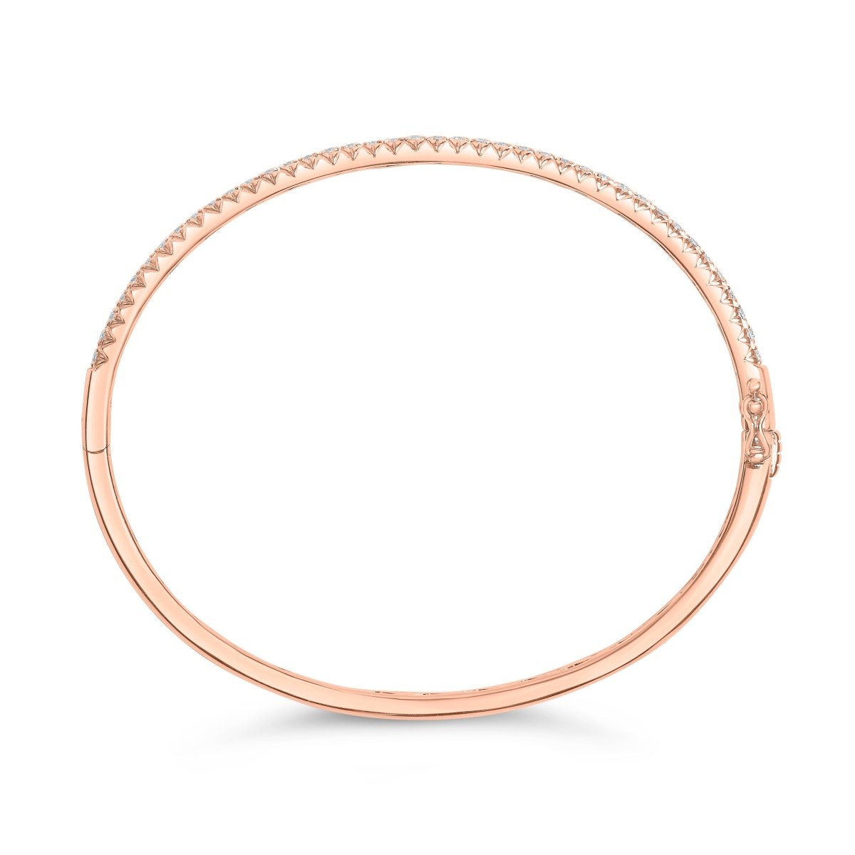 14K Rose Gold 1.00 Cttw Half Eternity Diamond Bangle Bracelet (G-H Color, SI2-I1 Clarity) - 7