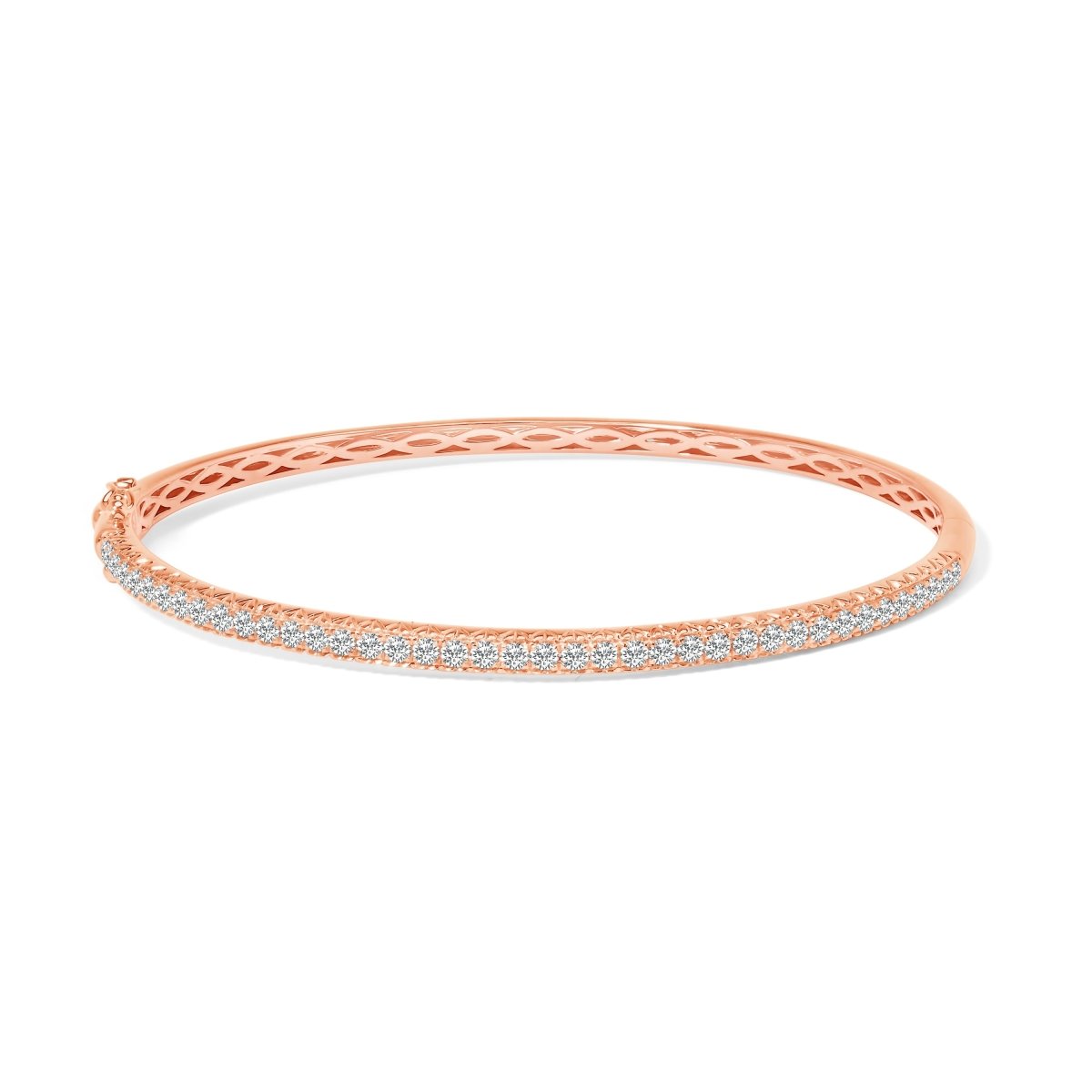14K Rose Gold 1.00 Cttw Half Eternity Diamond Bangle Bracelet (G-H Color, SI2-I1 Clarity) - 7