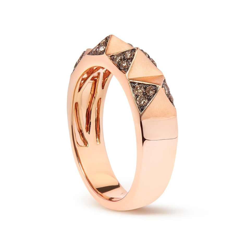 14K Rose Gold 1/4 Cttw Brown Diamond Pyramid Band Ring (Brown Color, SI1-SI2 Clarity)- Size 7 - Rings - Custom Crafting Alliance, LLC