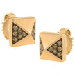 14K Rose Gold 1/4 Cttw Brown Diamond Pyramid Stud Earring (Brown Color, SI1-SI2 Clarity) - Earrings - Custom Crafting Alliance, LLC