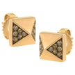 14K Rose Gold 1/4 Cttw Brown Diamond Pyramid Stud Earring (Brown Color, SI1-SI2 Clarity) - Earrings - Custom Crafting Alliance, LLC