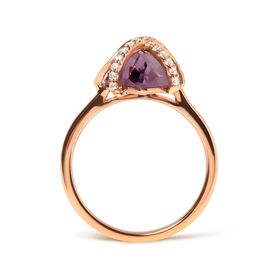 14K Rose Gold 1/5 Cttw Diamond Wrapped 15x15 MM Purple Amethyst Cocktail Ring (G-H Color, SI1-SI2 Clarity) - Rings - Custom Crafting Alliance, LLC