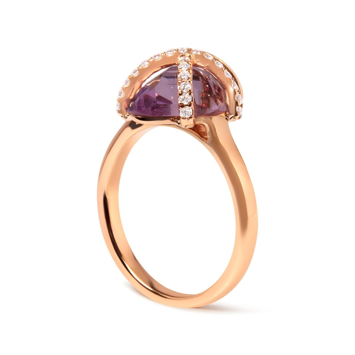 14K Rose Gold 1/5 Cttw Diamond Wrapped 15x15 MM Purple Amethyst Cocktail Ring (G-H Color, SI1-SI2 Clarity) - Rings - Custom Crafting Alliance, LLC