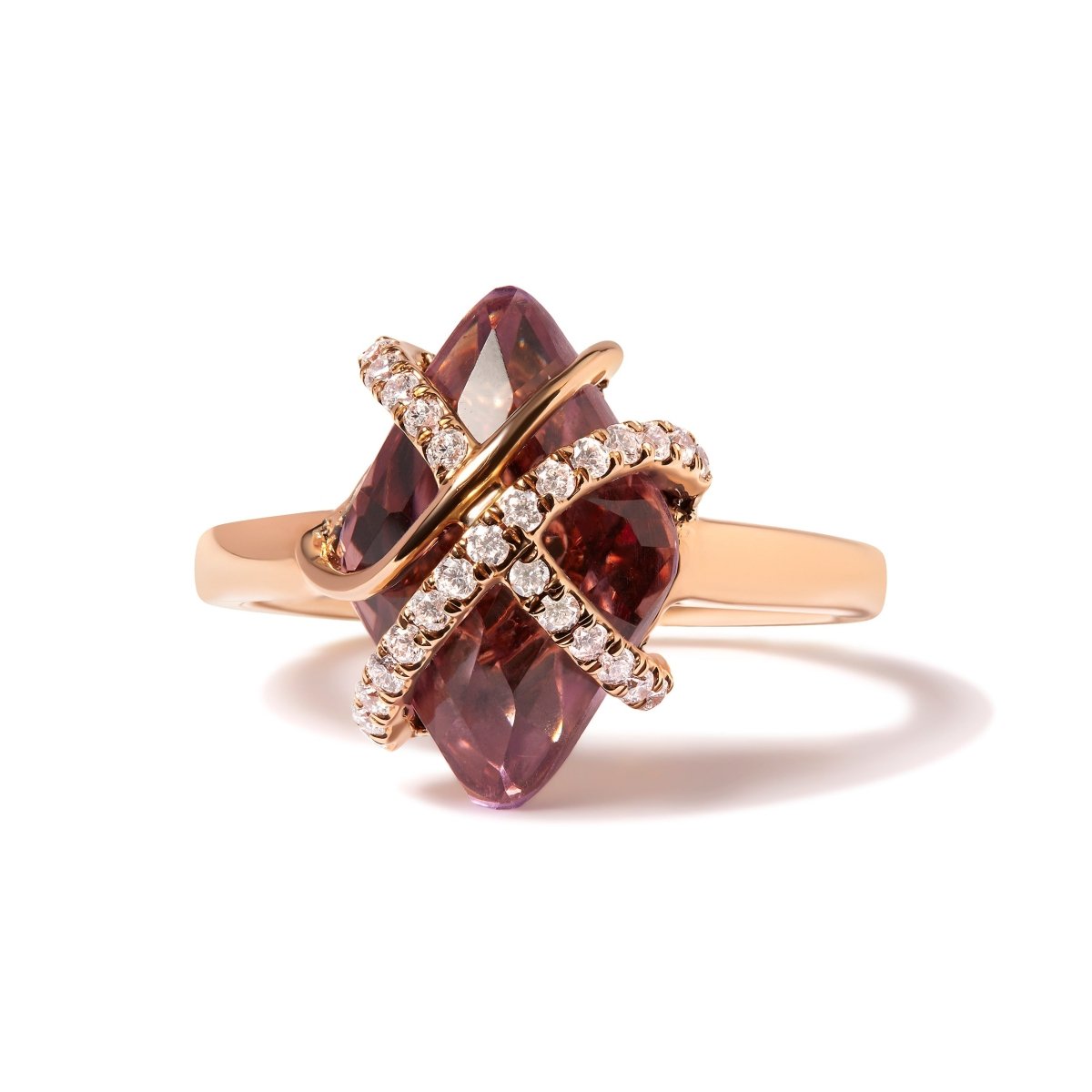 14K Rose Gold 1/5 Cttw Diamond Wrapped 15x15 MM Purple Amethyst Cocktail Ring (G-H Color, SI1-SI2 Clarity) - Rings - Custom Crafting Alliance, LLC