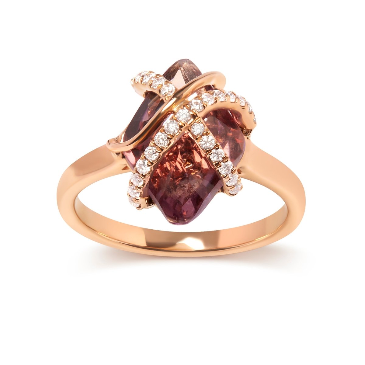 14K Rose Gold 1/5 Cttw Diamond Wrapped 15x15 MM Purple Amethyst Cocktail Ring (G-H Color, SI1-SI2 Clarity) - Rings - Custom Crafting Alliance, LLC