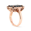 14K Rose Gold 15x10 MM Emerald-Cut Black Onyx and 1/5 Cttw Blue and White Diamond Halo Cocktail Ring (G-H Color, SI1-SI2 Clarity)- Size 7 - Rings - Custom Crafting Alliance, LLC