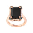 14K Rose Gold 15x10 MM Emerald-Cut Black Onyx and 1/5 Cttw Blue and White Diamond Halo Cocktail Ring (G-H Color, SI1-SI2 Clarity)- Size 7 - Rings - Custom Crafting Alliance, LLC