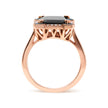 14K Rose Gold 15x10 MM Emerald-Cut Black Onyx and 1/5 Cttw Blue and White Diamond Halo Cocktail Ring (G-H Color, SI1-SI2 Clarity)- Size 7 - Rings - Custom Crafting Alliance, LLC