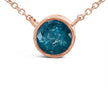 14K Rose Gold 2.0 Cttw Bezel Set Blue Diamond Solitaire Pendant Necklace - 18
