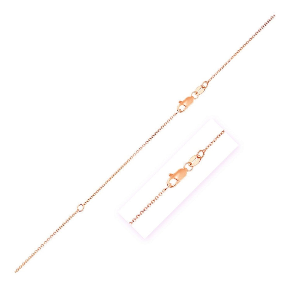 14k Rose Gold Adjustable Cable Chain (1.10 mm) - Necklaces - Custom Crafting Alliance, LLC