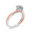 14K Rose Gold Plated Sterling Silver 1/10 Cttw Diamond Heart Motif Ring - Rings - Custom Crafting Alliance, LLC