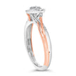 14K Rose Gold Plated Sterling Silver 1/10 Cttw Diamond Heart Motif Ring - Rings - Custom Crafting Alliance, LLC