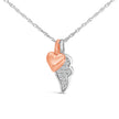 14K Rose Gold Plated Sterling Silver 1/10 Cttw Diamond Heart & Wing Pendant Necklace - Necklaces - Custom Crafting Alliance, LLC