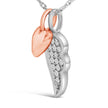 14K Rose Gold Plated Sterling Silver 1/10 Cttw Diamond Heart & Wing Pendant Necklace - Necklaces - Custom Crafting Alliance, LLC