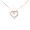 14K Rose Gold Plated Sterling Silver 1/2 Cttw Diamond Open Heart Pendant Necklace - Necklaces - Custom Crafting Alliance, LLC