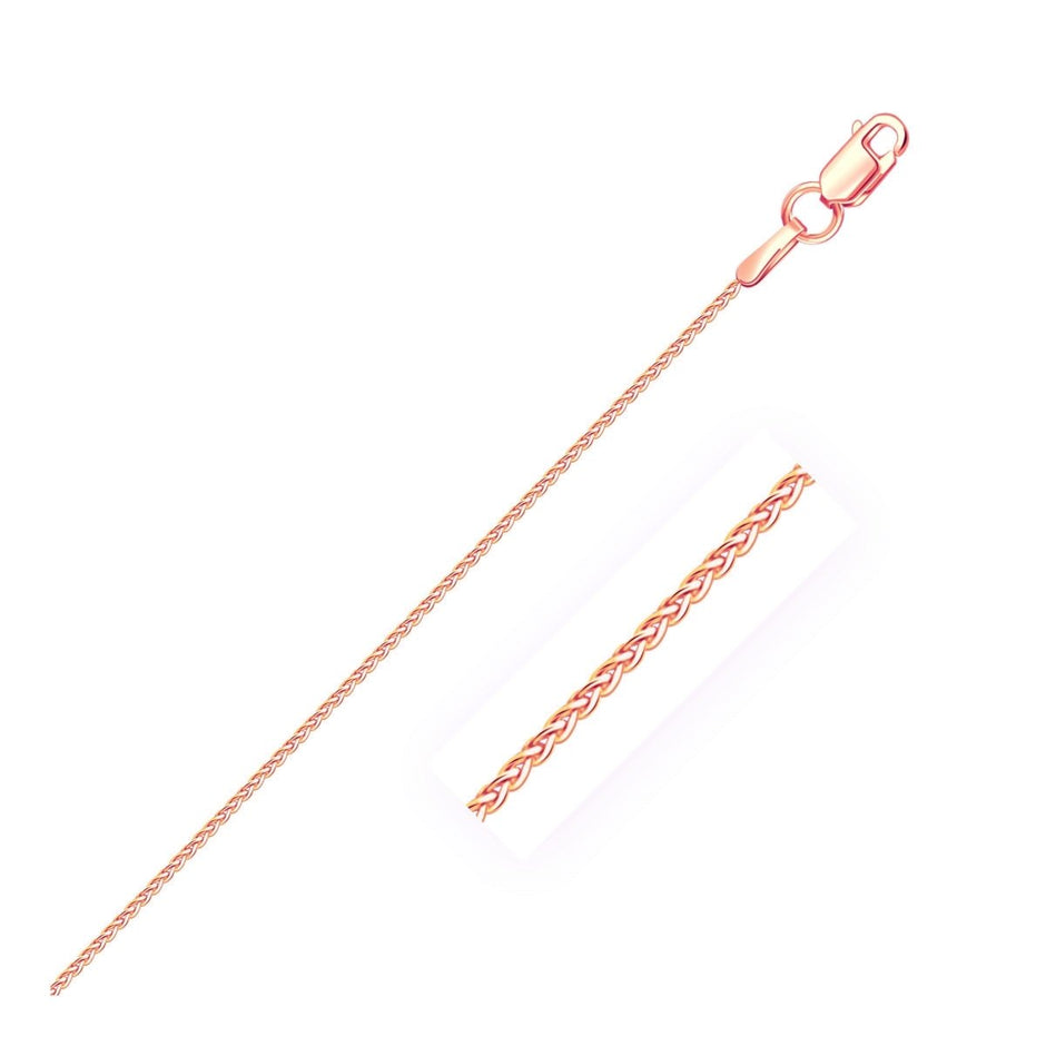 14k Rose Gold Round Wheat Chain (1.00 mm) - Necklaces - Custom Crafting Alliance, LLC