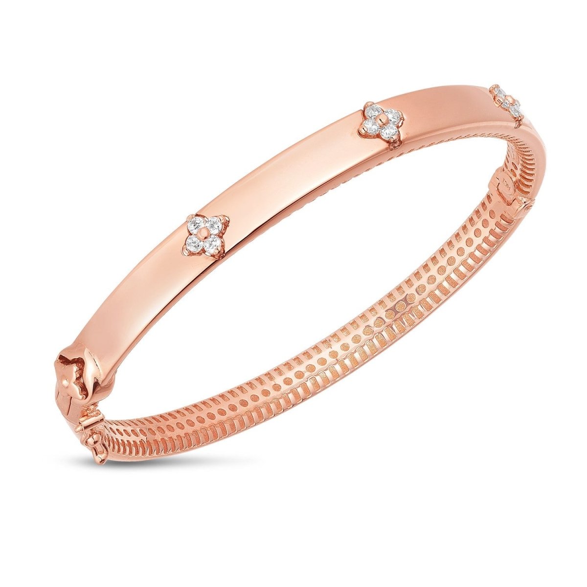 14k Rose Gold Trilogy Diamond Bangle (5.40 mm) - Bracelets - Custom Crafting Alliance, LLC