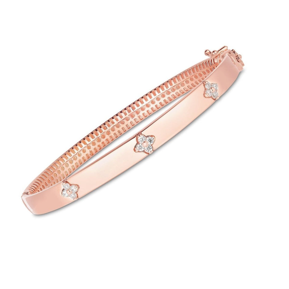 14k Rose Gold Trilogy Diamond Bangle (5.40 mm) - Bracelets - Custom Crafting Alliance, LLC