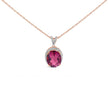 14K Rose Gold Vermeil Sterling Silver 1/5 Cttw Diamond Pink Quartz Oval Pendant Necklace - Necklaces - Custom Crafting Alliance, LLC