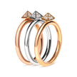14K Tri Color Gold 1/3 Cttw Diamond Pyramid Stackable Band Ring Set (G-H Color, SI1-SI2 Clarity) - Size 7 - Rings - Custom Crafting Alliance, LLC
