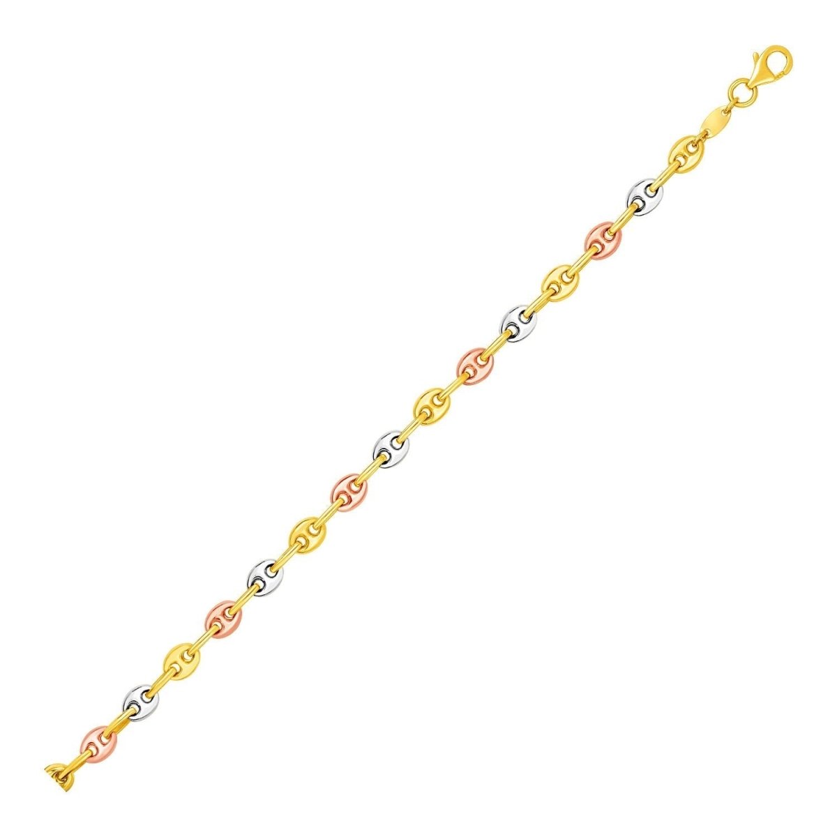 14k Tri Color Gold Mariner Link Anklet - Accessories - Custom Crafting Alliance, LLC