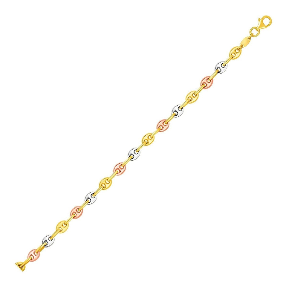 14k Tri Color Gold Mariner Link Anklet - Accessories - Custom Crafting Alliance, LLC