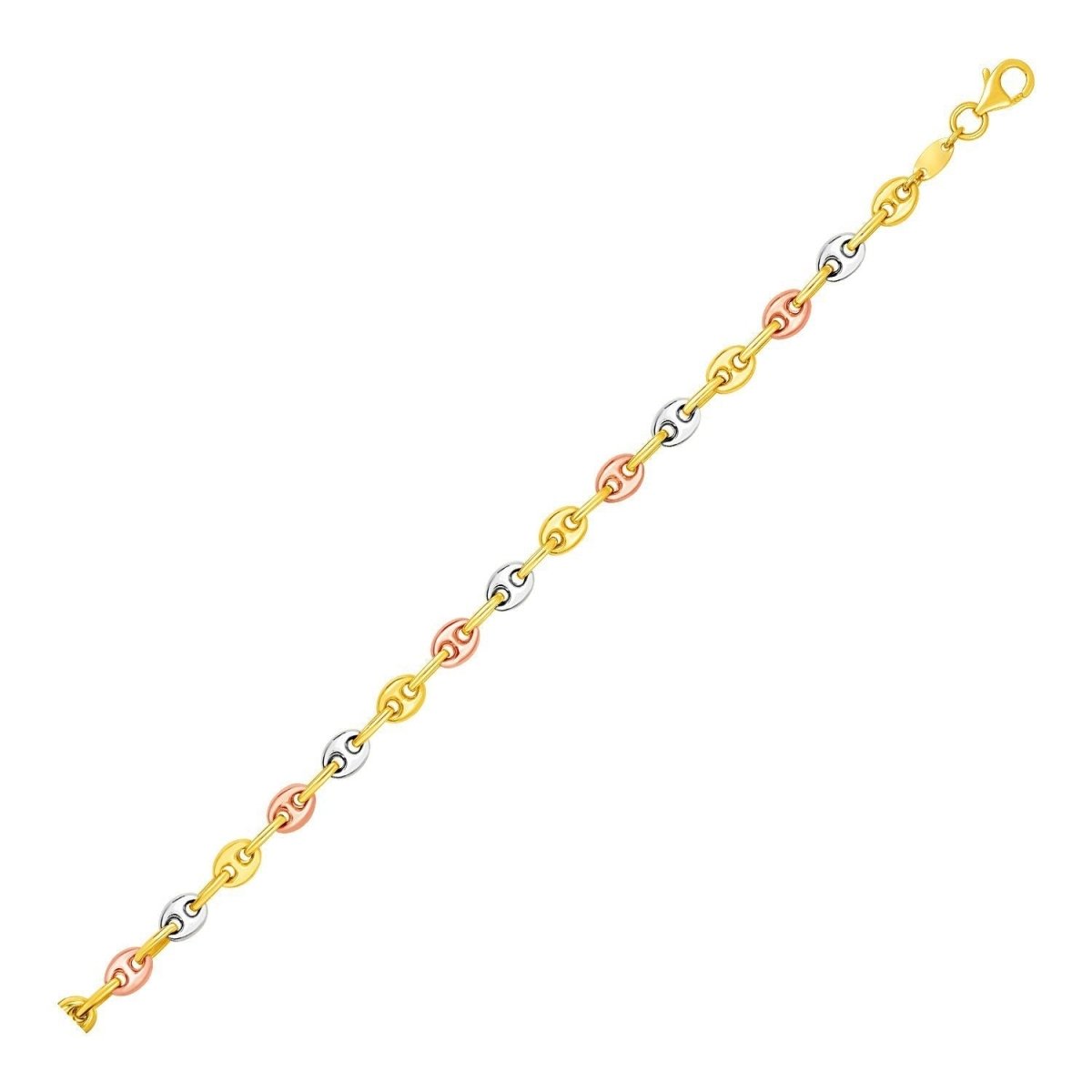 14k Tri Color Gold Mariner Link Anklet - Accessories - Custom Crafting Alliance, LLC