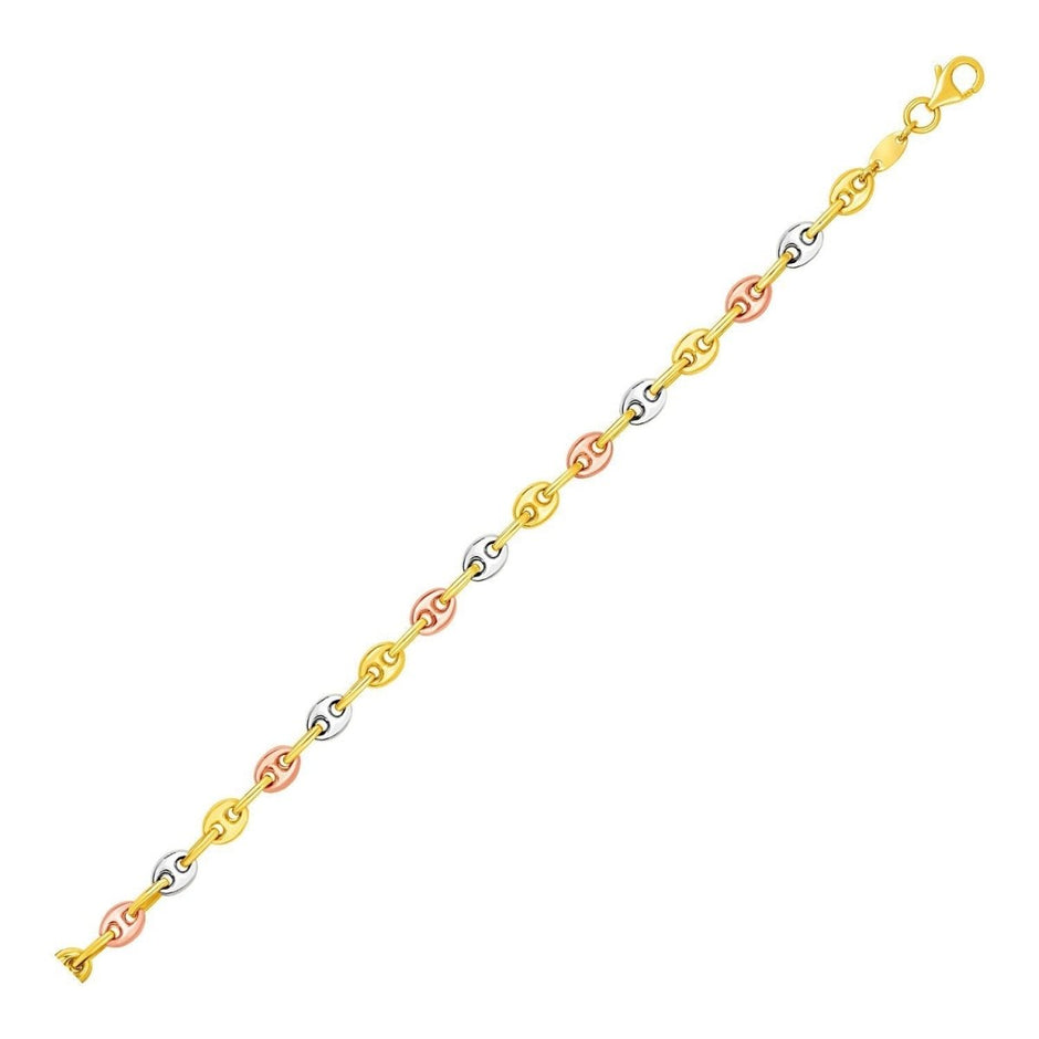 14k Tri Color Gold Mariner Link Anklet - Accessories - Custom Crafting Alliance, LLC