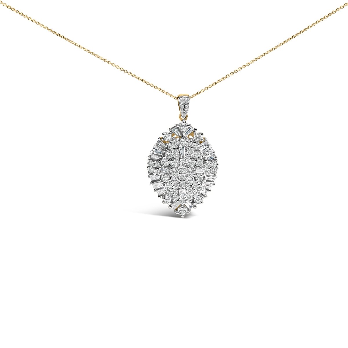 14K White and Yellow Gold 2.00 Cttw Diamond Cluster Pear Shaped Pendant Necklace (G-H Color, SI2-I1 Clarity) -20