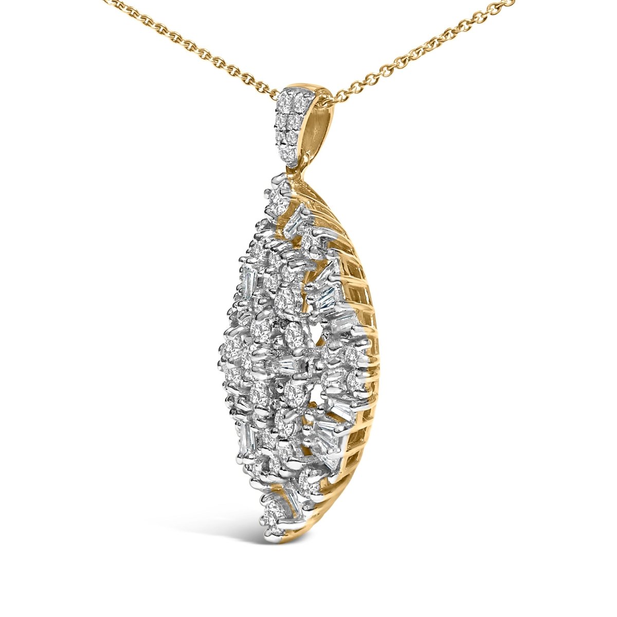 14K White and Yellow Gold 2.00 Cttw Diamond Cluster Pear Shaped Pendant Necklace (G-H Color, SI2-I1 Clarity) -20