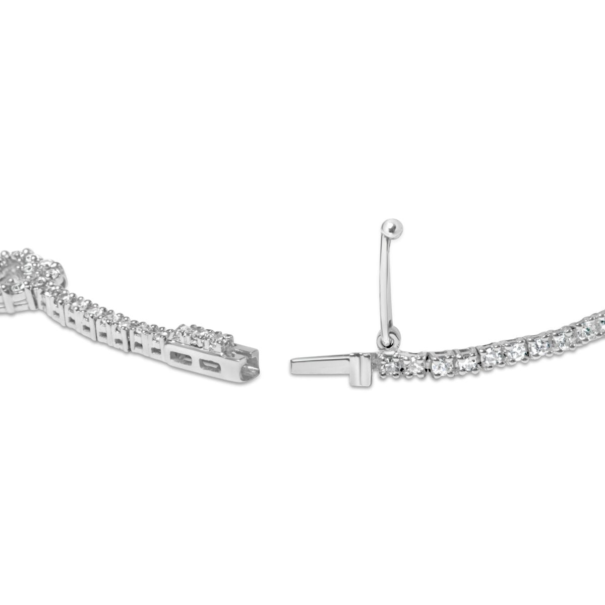 14K White Gold 1 1/2 Cttw Diamond Heart Station Strand Bracelet (H-I Color, I1-I2 Clarity) - 7.5 Inches - Bracelets - Custom Crafting Alliance, LLC