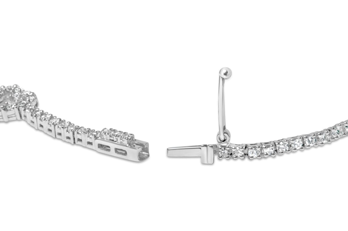 14K White Gold 1 1/2 Cttw Diamond Heart Station Strand Bracelet (H-I Color, I1-I2 Clarity) - 7.5 Inches - Bracelets - Custom Crafting Alliance, LLC