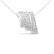 14K White Gold 1 1/2 Cttw Invisible Set Princess and Channel Set Baguette-cut Diamond Triple Curve Pendant Necklace (G-H Color, SI1-SI2 Clarity) - NO CHAIN INCLUDED - Necklaces - Custom Crafting Alliance, LLC