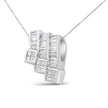 14K White Gold 1 1/2 Cttw Invisible Set Princess and Channel Set Baguette-cut Diamond Triple Curve Pendant Necklace (G-H Color, SI1-SI2 Clarity) - NO CHAIN INCLUDED - Necklaces - Custom Crafting Alliance, LLC