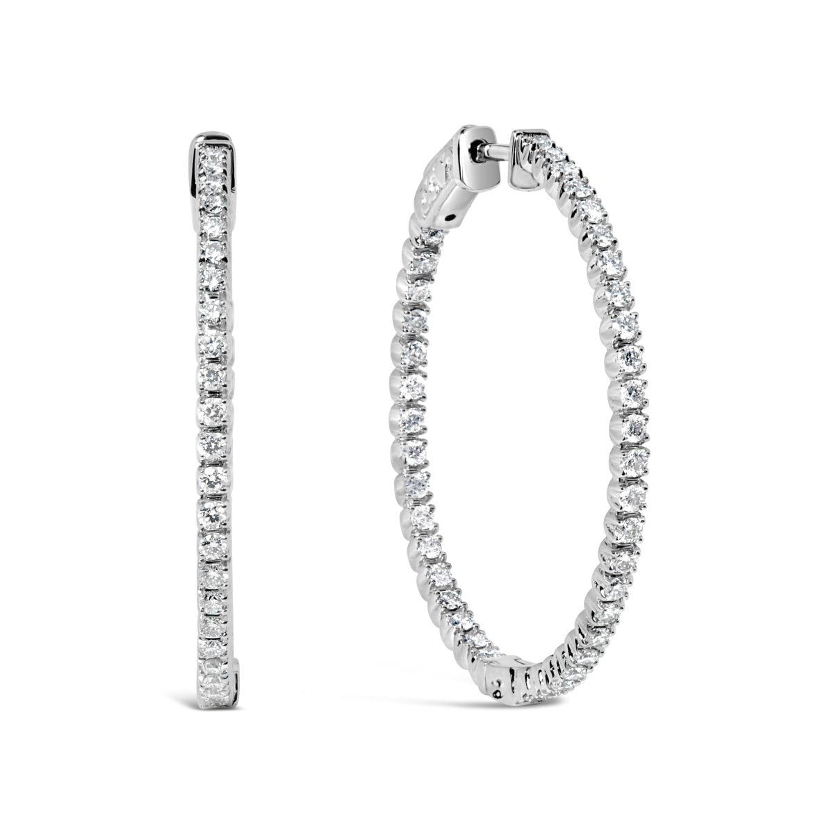 14K White Gold 1 1/2 Cttw Lab Grown Diamond Inside Out Hoop Earrings (G-H Color, VS2-SI1 Clarity) - Earrings - Custom Crafting Alliance, LLC