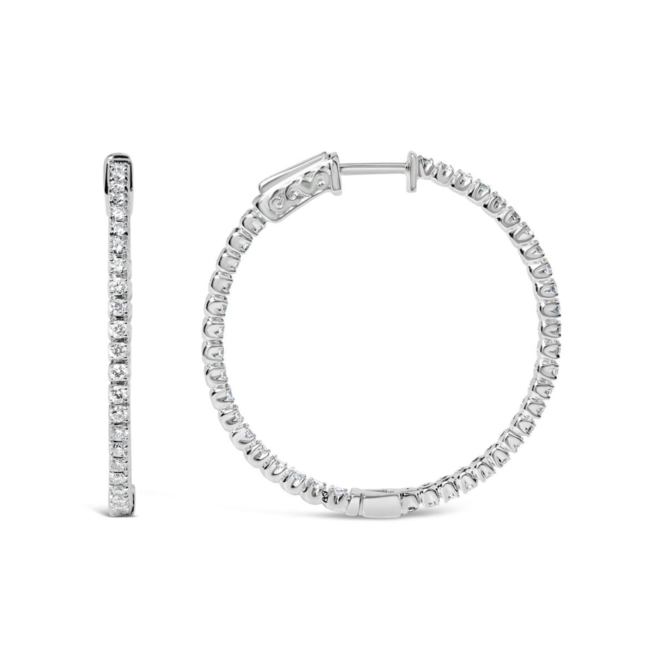 14K White Gold 1 1/2 Cttw Lab Grown Diamond Inside Out Hoop Earrings (G-H Color, VS2-SI1 Clarity) - Earrings - Custom Crafting Alliance, LLC