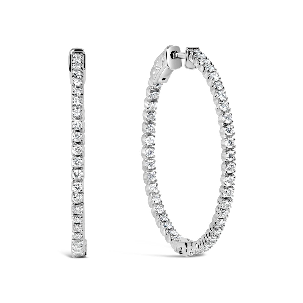 14K White Gold 1 1/2 Cttw Lab Grown Diamond Inside Out Hoop Earrings (G-H Color, VS2-SI1 Clarity) - Earrings - Custom Crafting Alliance, LLC