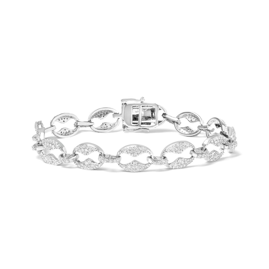 14K White Gold 1 1/2 Cttw Round Diamond Set Link Bracelet (I-J Color, I1-I2 Clarity) - 7" - Bracelets - Custom Crafting Alliance, LLC