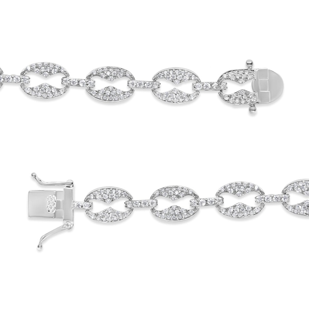 14K White Gold 1 1/2 Cttw Round Diamond Set Link Bracelet (I-J Color, I1-I2 Clarity) - 7