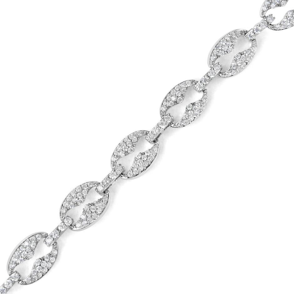 14K White Gold 1 1/2 Cttw Round Diamond Set Link Bracelet (I-J Color, I1-I2 Clarity) - 7