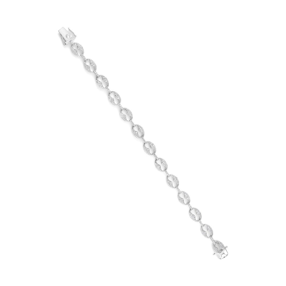 14K White Gold 1 1/2 Cttw Round Diamond Set Link Bracelet (I-J Color, I1-I2 Clarity) - 7