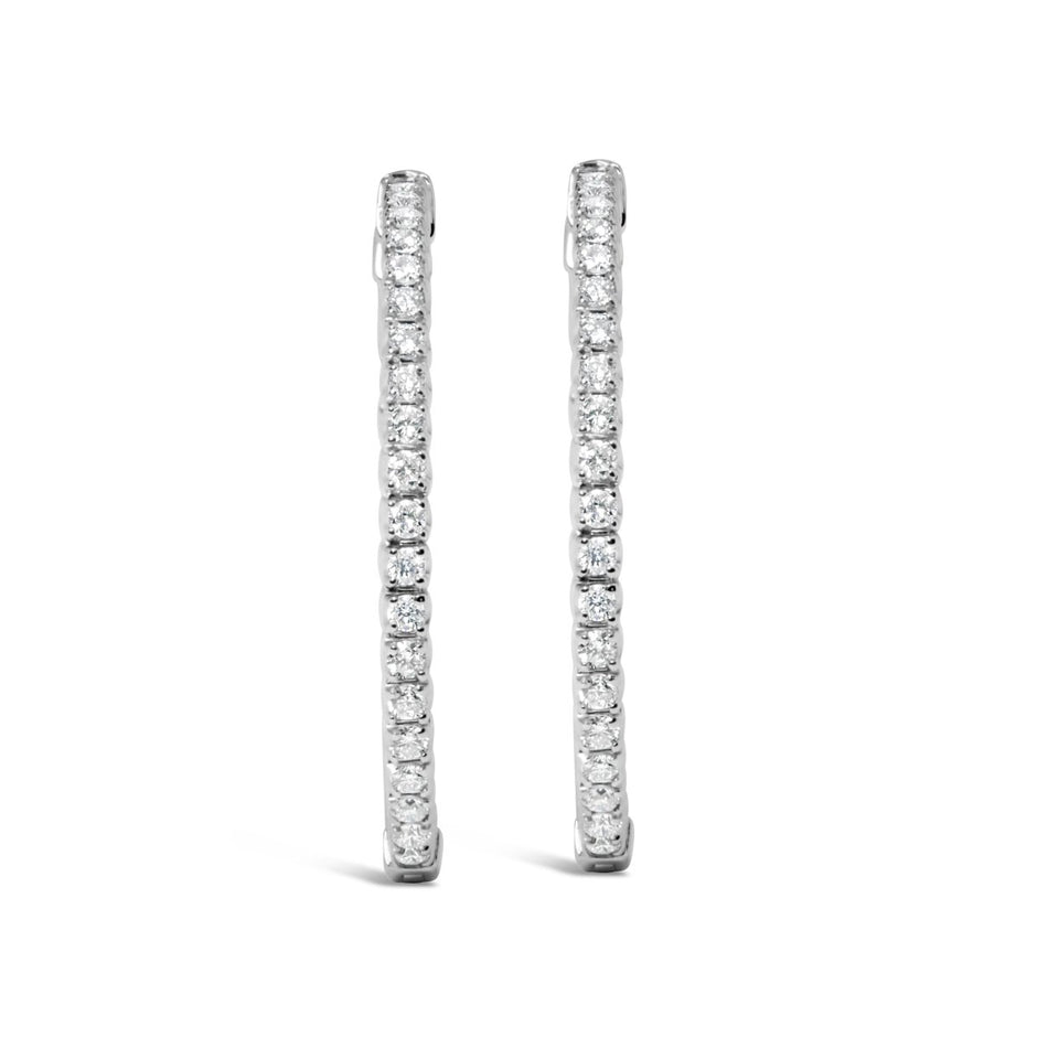 14K White Gold 1 3/4 Cttw Lab Grown Diamond Inside Out Hoop Earrings (G-H Color, VS2-SI1 Clarity) - Earrings - Custom Crafting Alliance, LLC