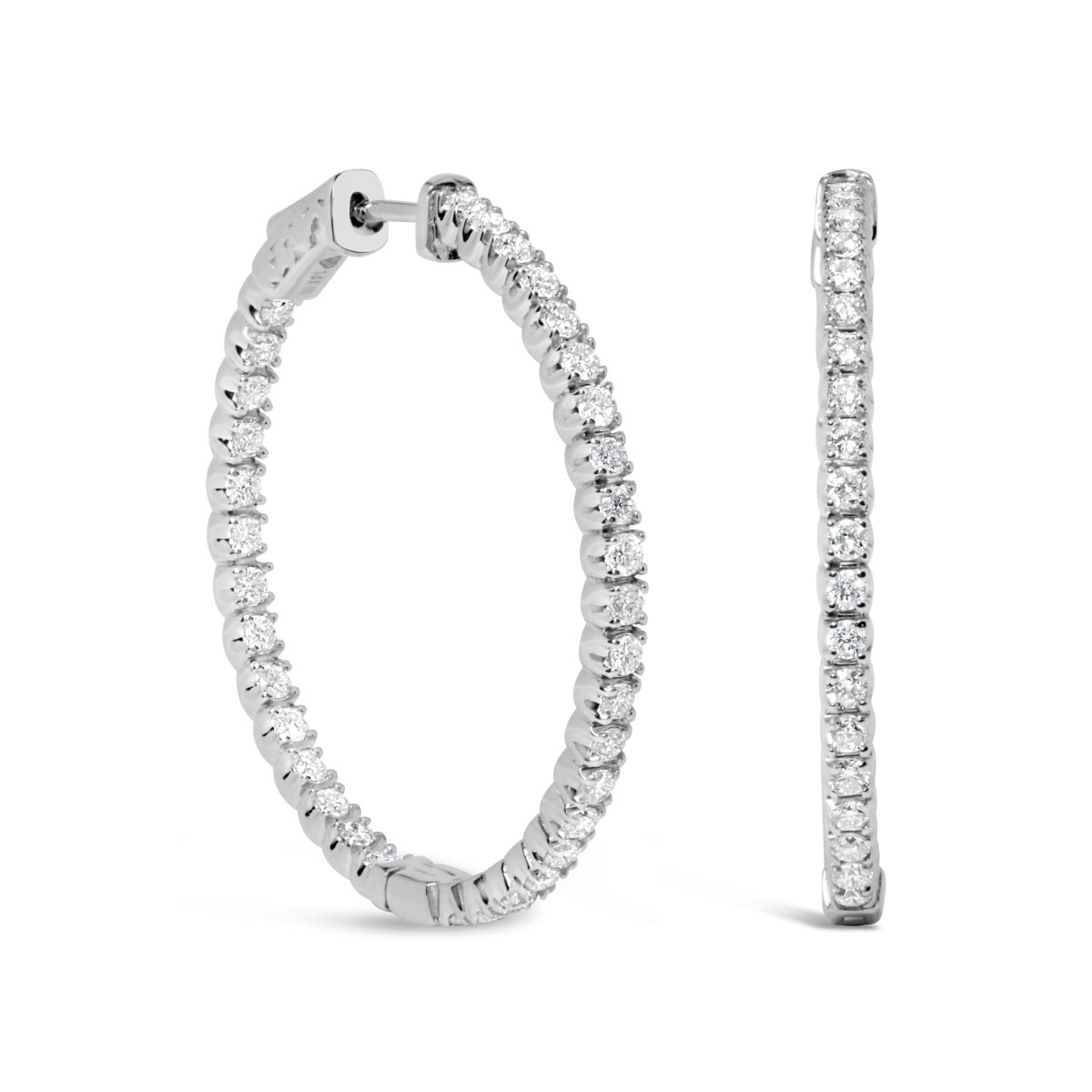 14K White Gold 1 3/4 Cttw Lab Grown Diamond Inside Out Hoop Earrings (G-H Color, VS2-SI1 Clarity) - Earrings - Custom Crafting Alliance, LLC