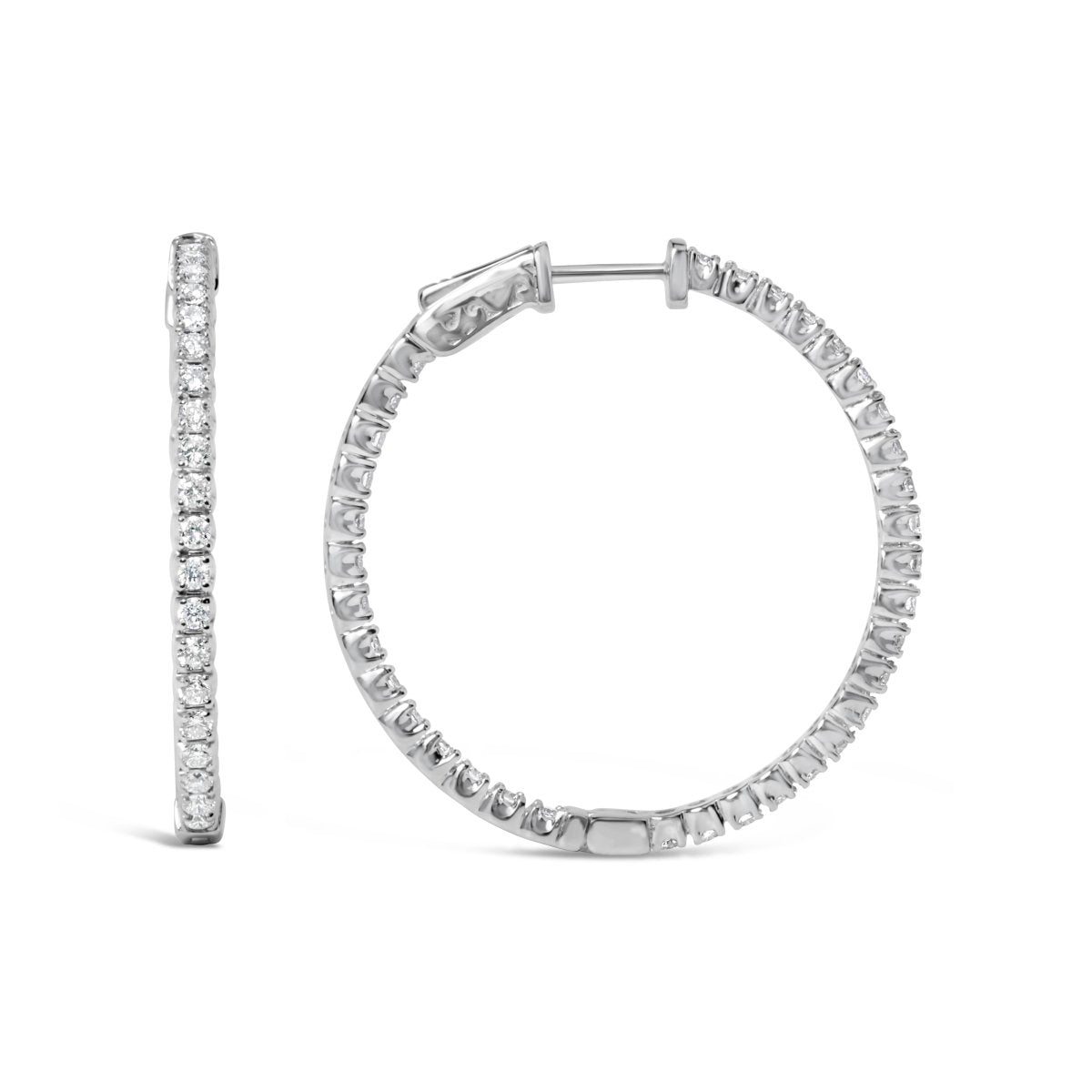 14K White Gold 1 3/4 Cttw Lab Grown Diamond Inside Out Hoop Earrings (G-H Color, VS2-SI1 Clarity) - Earrings - Custom Crafting Alliance, LLC