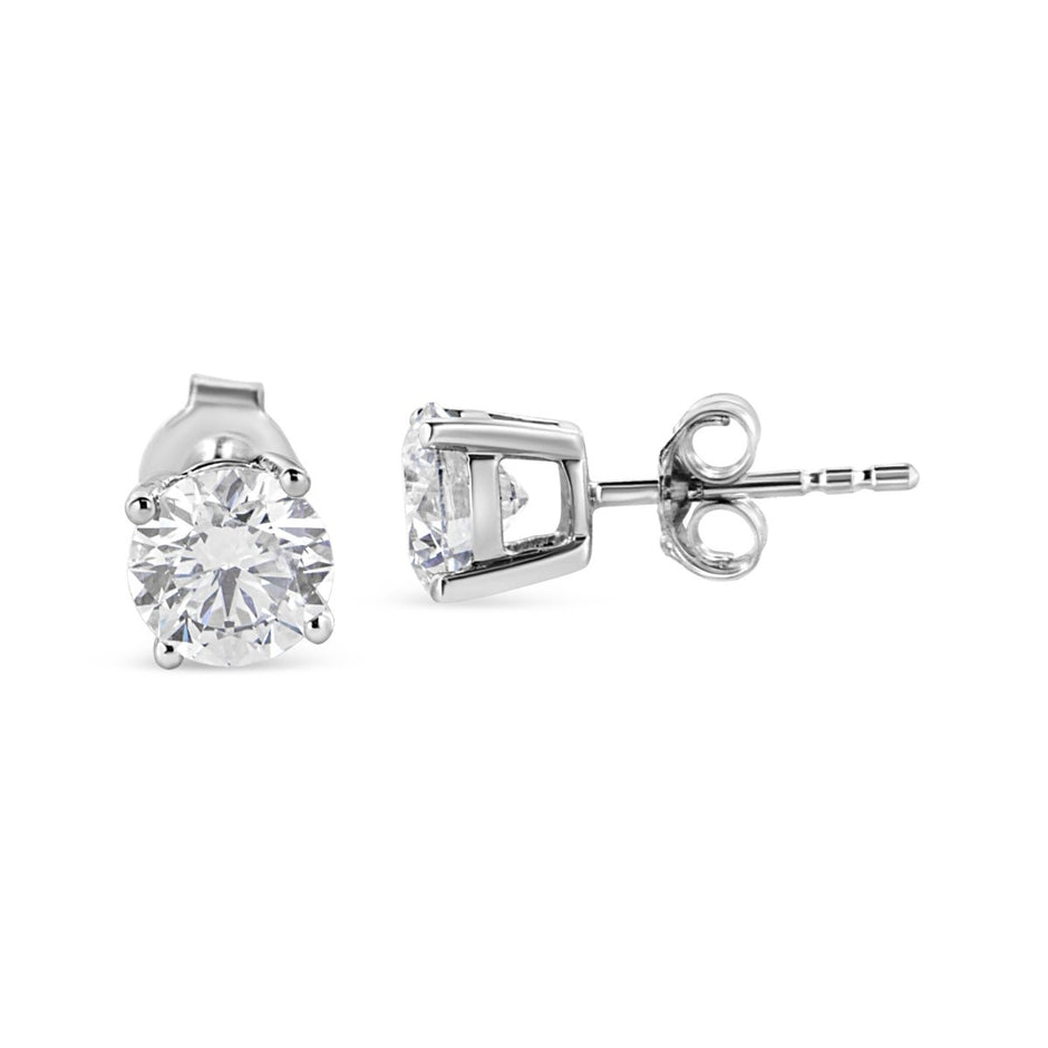 14K White Gold 1 3/4 Cttw Lab Grown Round Brilliant Diamond Solitaire Stud Earring (F-G Color, VS2-SI1 Clarity) - Earrings - Custom Crafting Alliance, LLC
