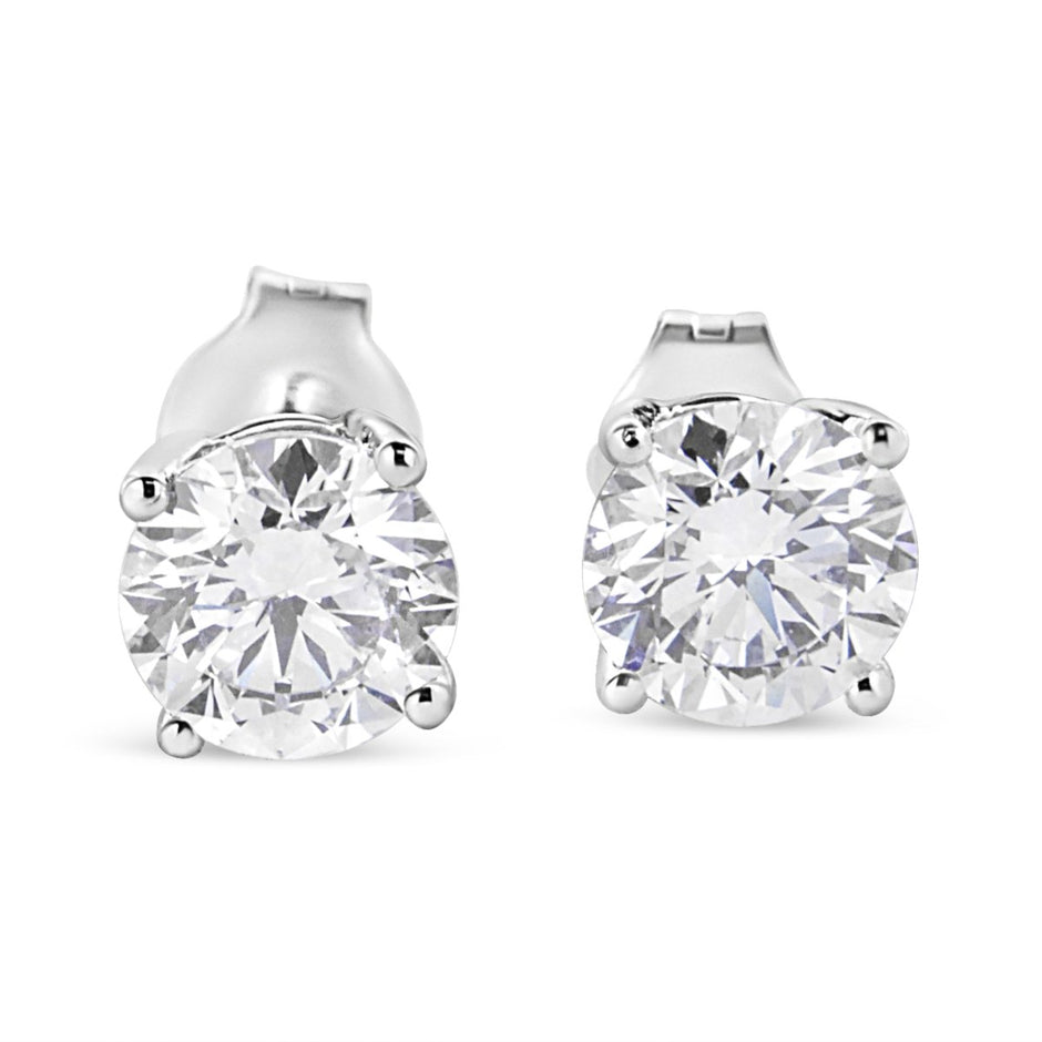 14K White Gold 1 3/4 Cttw Lab Grown Round Brilliant Diamond Solitaire Stud Earring (F-G Color, VS2-SI1 Clarity) - Earrings - Custom Crafting Alliance, LLC