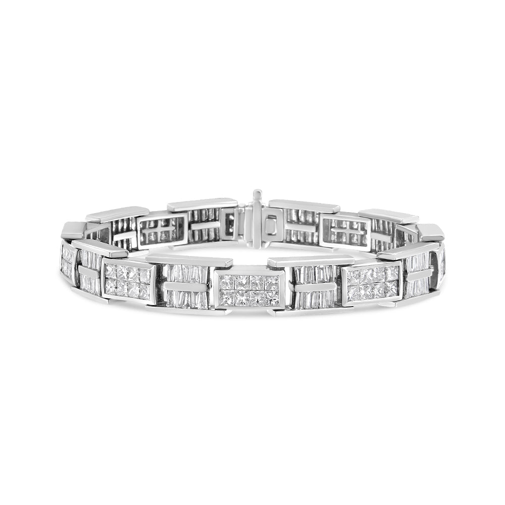 14K White Gold 10 5/8 Cttw Diamond Panel Link Bracelet - 7