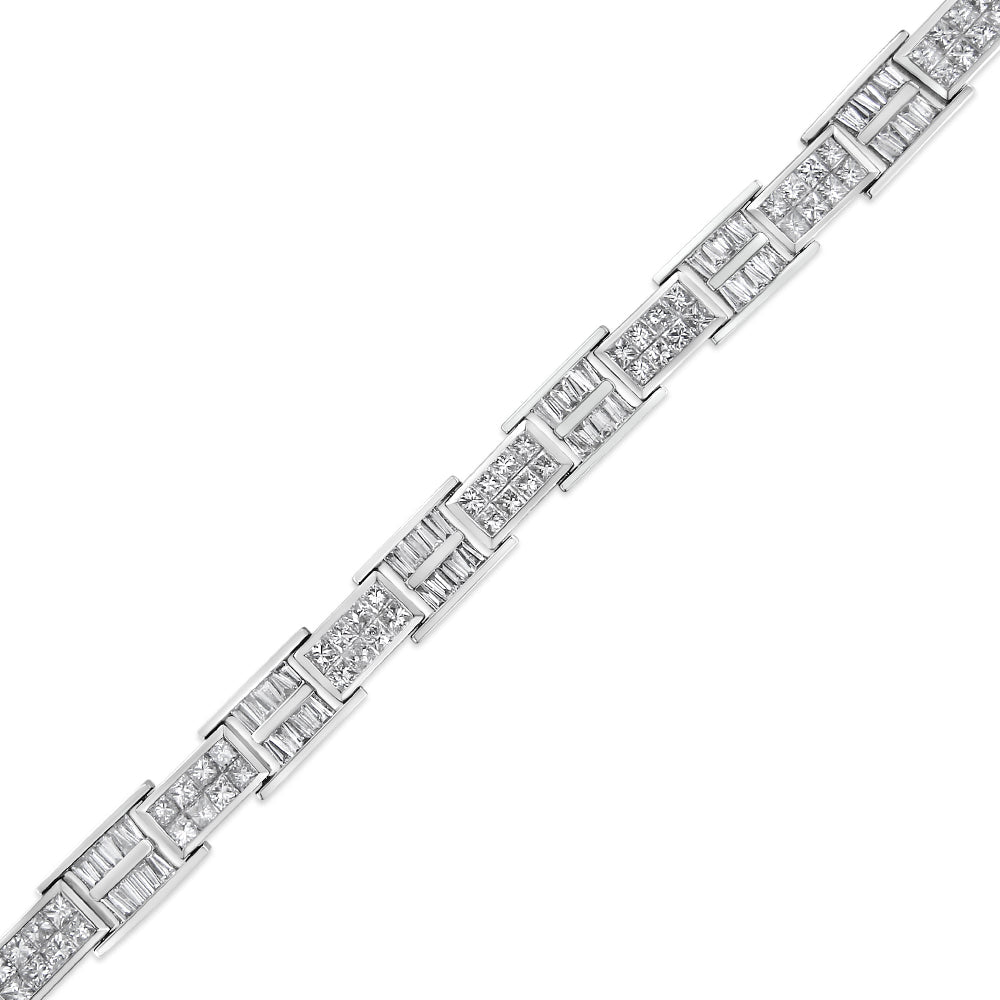 14K White Gold 10 5/8 Cttw Diamond Panel Link Bracelet - 7
