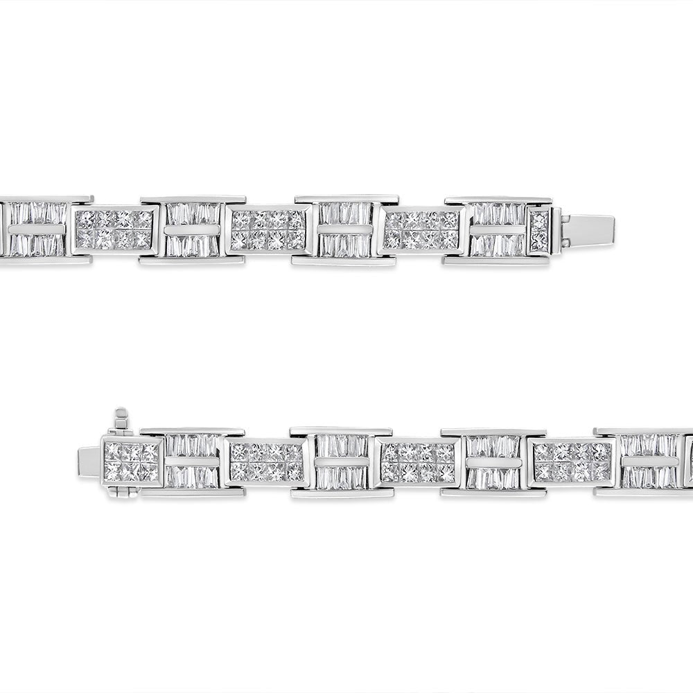 14K White Gold 10 5/8 Cttw Diamond Panel Link Bracelet - 7